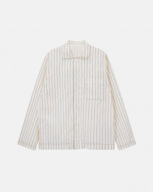 Stussy Tekla Poplin Pyjama Shirt Men Shirts Beige | HCQ-2811