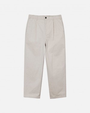 Stussy Twill Volume Pleated Trouser Women Pants Beige | GLM-8898