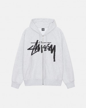 Stussy Venus Zip Hood Men Sweatshirts Grey | SKG-0983