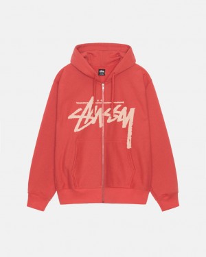 Stussy Venus Zip Hood Men Sweatshirts Red | LAQ-3806