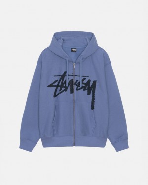 Stussy Venus Zip Hood Men Sweatshirts Royal Blue | NQI-4315