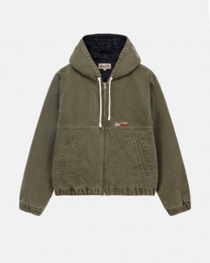 Stussy Work Jacket Insulated Canvas Men Jackets Olive | TGE-3762