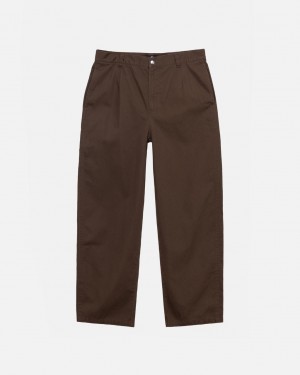 Stussy Workgear Trouser Twill Men Pants Brown | WBV-8246