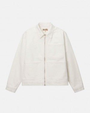 Stussy Zip Work Jacket Overdyed Women Jackets Beige | SMI-9760