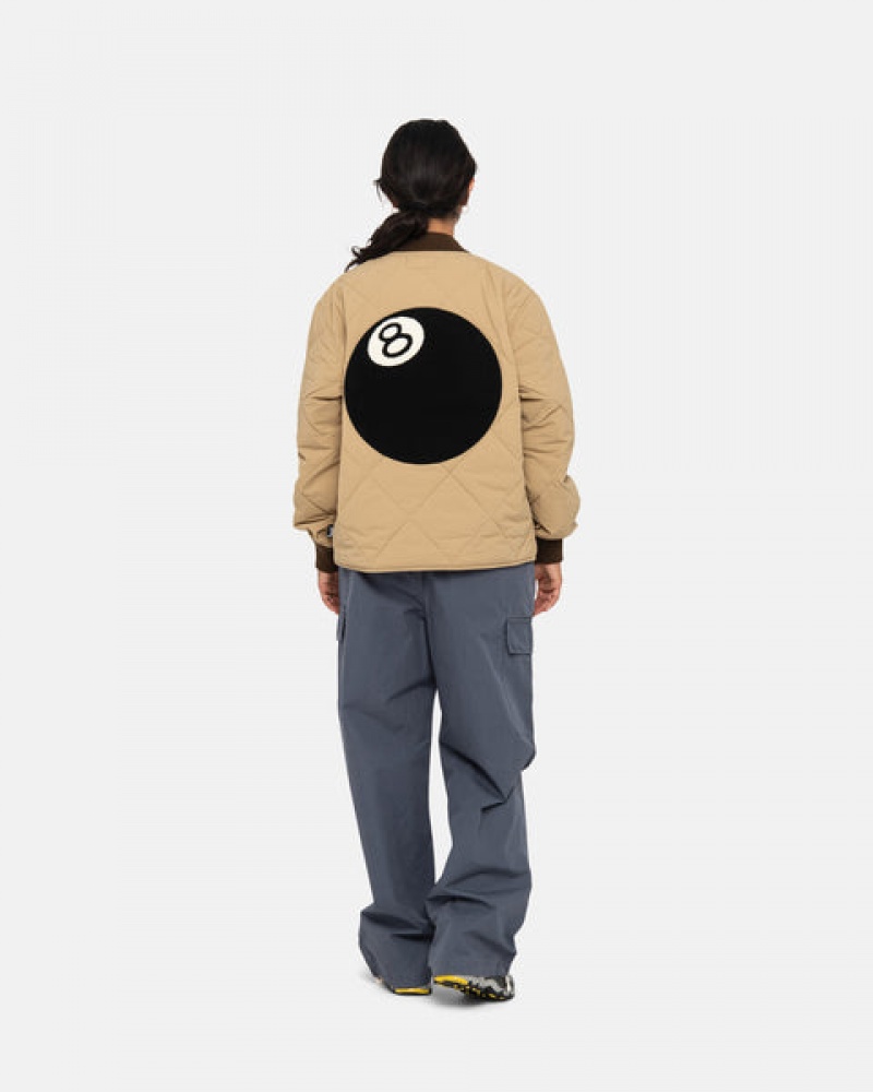 Stussy 8 Ball Quilted Liner Jacket Men Jackets Brown | MOK-5781