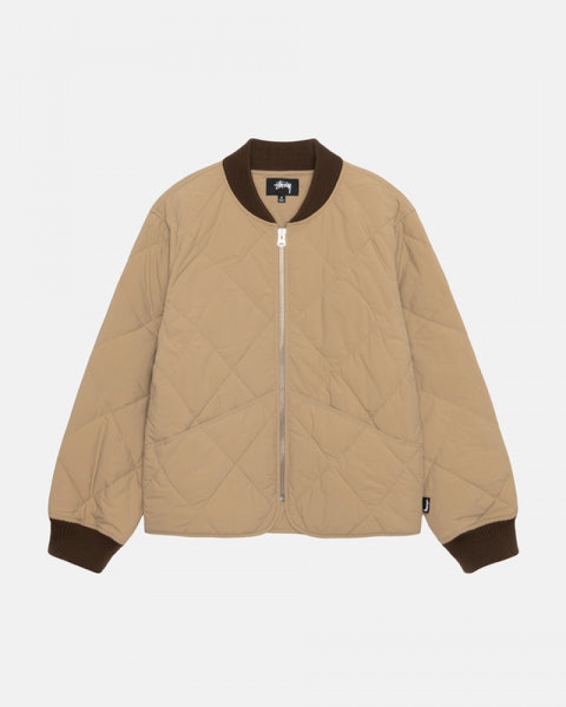 Stussy 8 Ball Quilted Liner Jacket Men Jackets Brown | MOK-5781