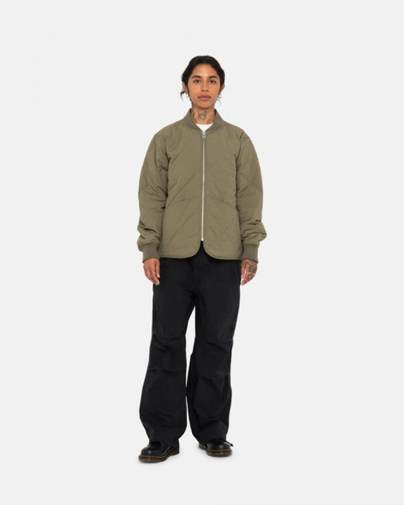 Stussy 8 Ball Quilted Liner Jacket Men Jackets Olive | TLU-8697