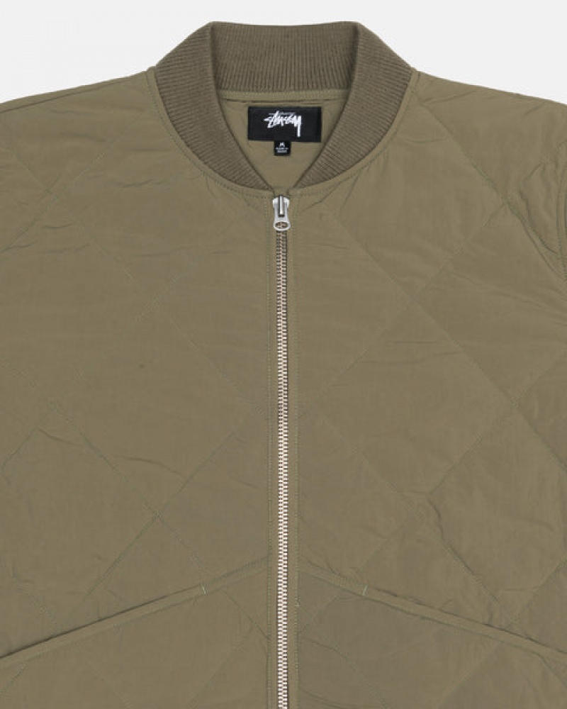 Stussy 8 Ball Quilted Liner Jacket Men Jackets Olive | TLU-8697