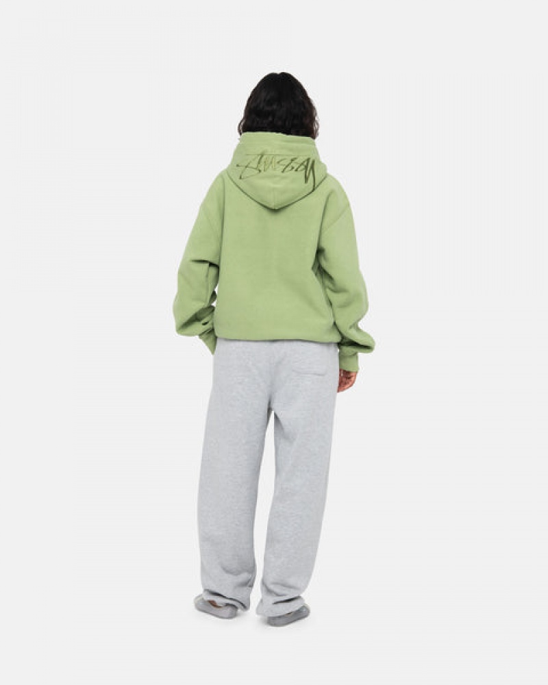 Stussy Back Hood Applique Hood Men Sweatshirts Green | BGD-9158