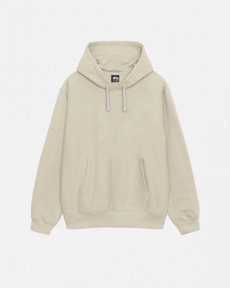 Stussy Back Hood Applique Hood Men Sweatshirts Khaki | QUH-5580