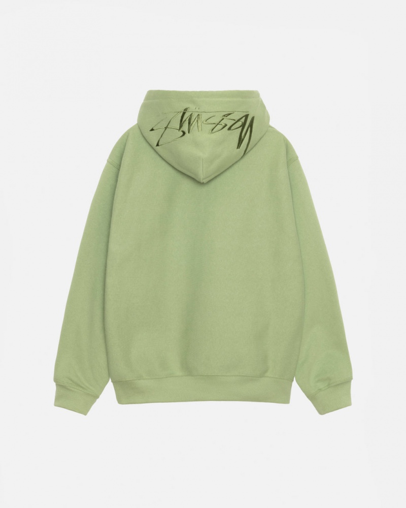 Stussy Back Hood Applique Hood Women Sweatshirts Green | NJL-4017