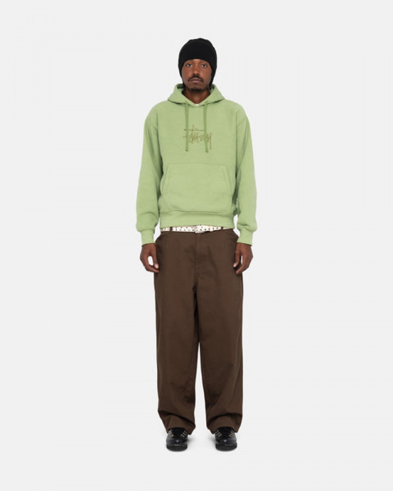 Stussy Basic Applique Hood Men Sweatshirts Green | BEB-6013