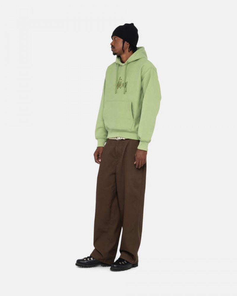 Stussy Basic Applique Hood Men Sweatshirts Green | BEB-6013