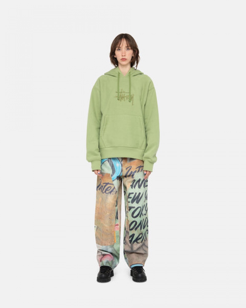 Stussy Basic Applique Hood Men Sweatshirts Green | BEB-6013