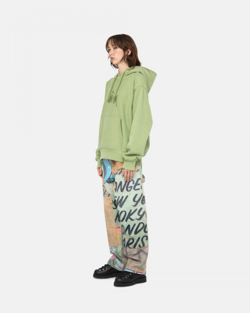 Stussy Basic Applique Hood Men Sweatshirts Green | BEB-6013