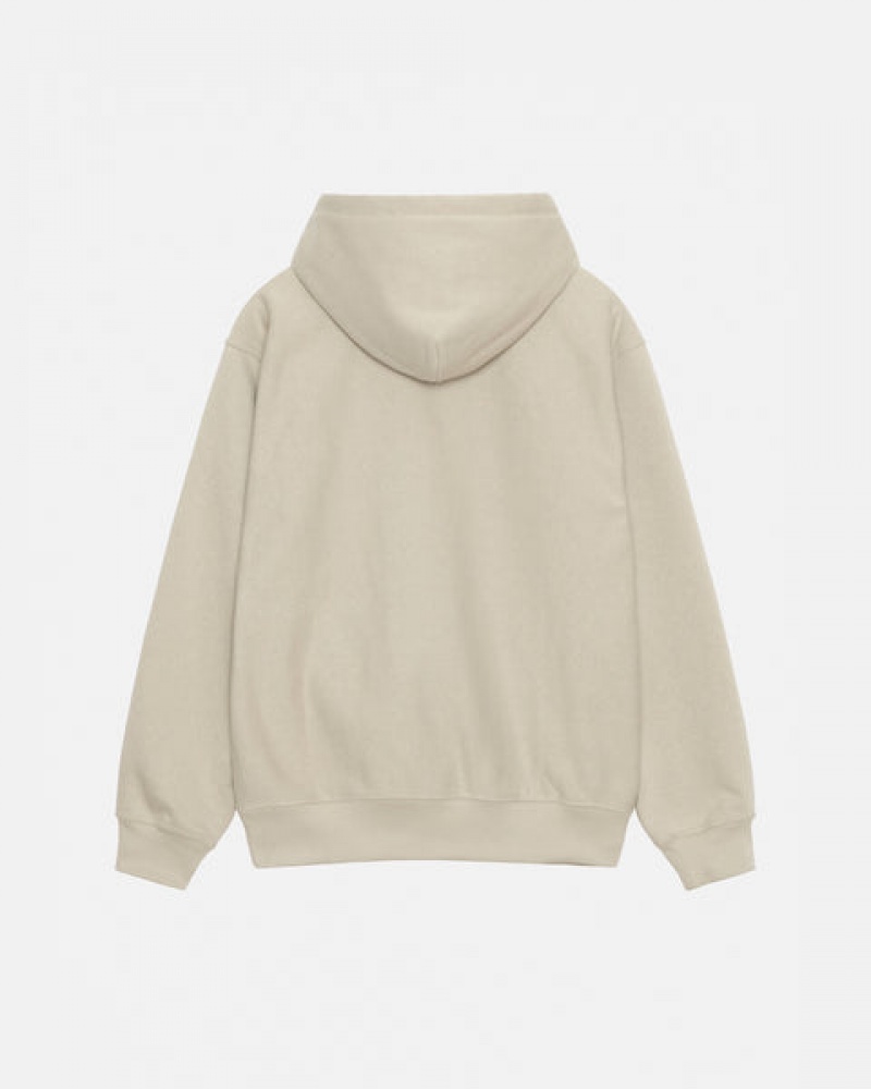 Stussy Basic Applique Hood Men Sweatshirts Khaki | HLX-6404