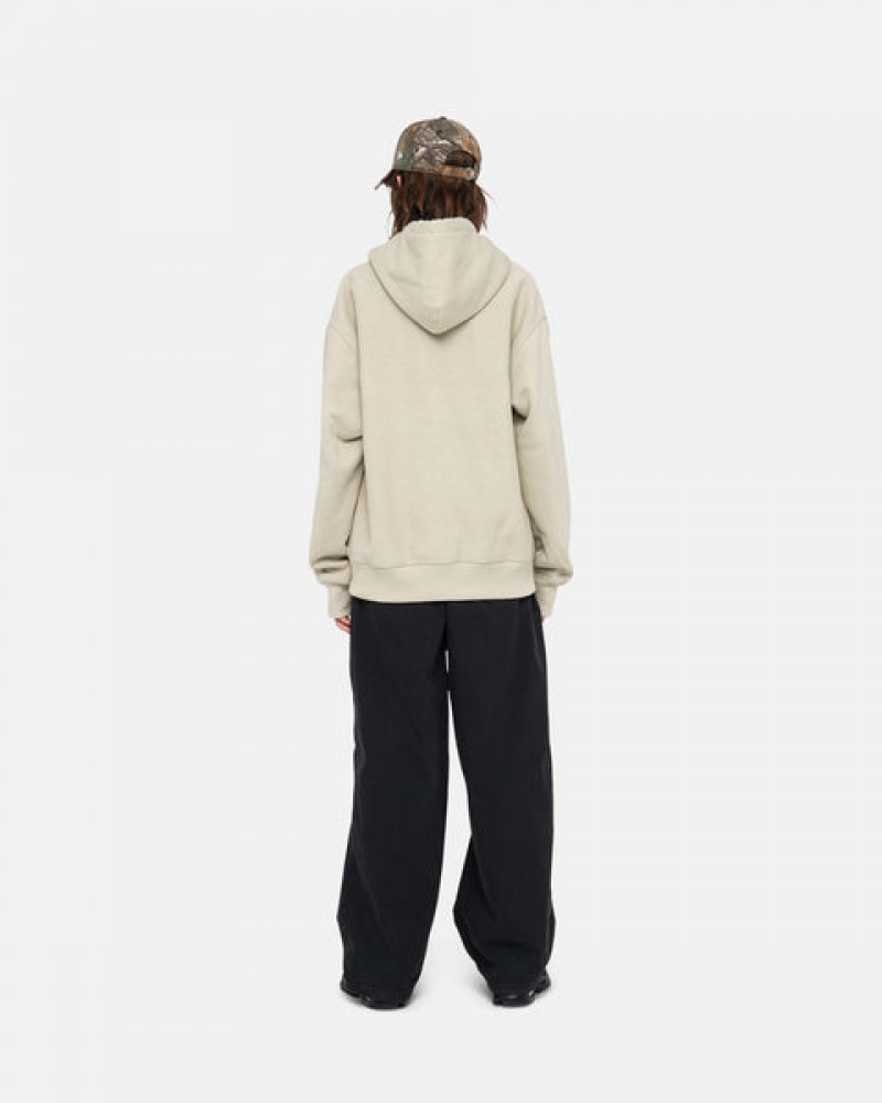 Stussy Basic Applique Hood Men Sweatshirts Khaki | HLX-6404