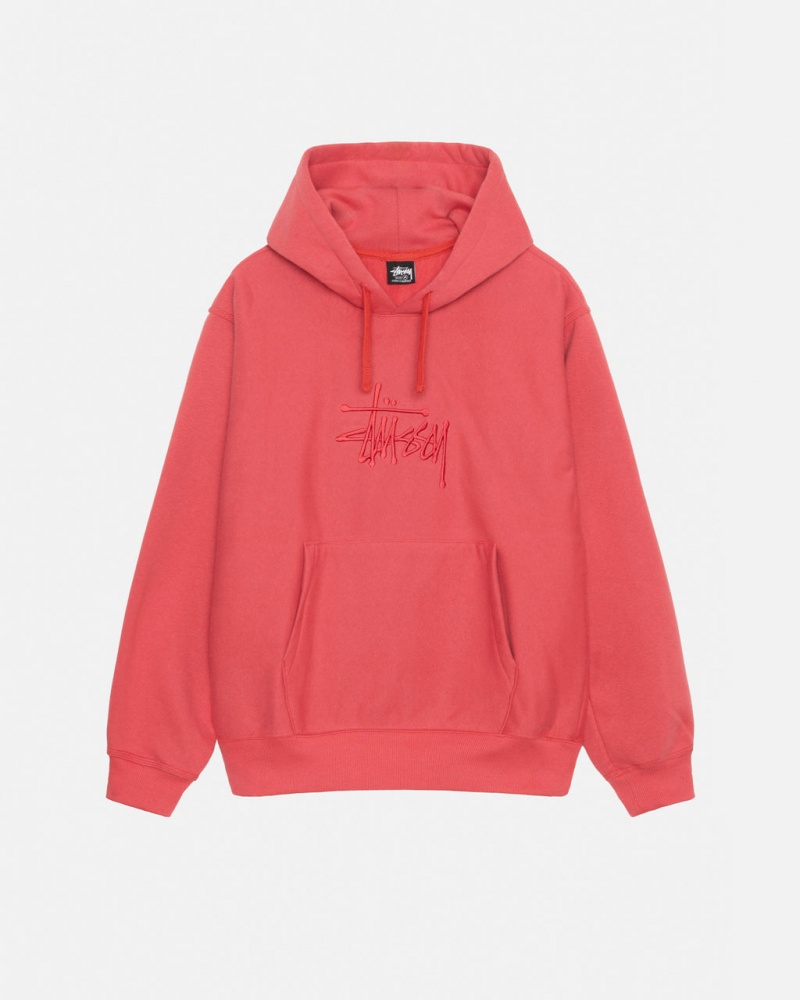 Stussy Basic Applique Hood Men Sweatshirts Red | XXD-1241