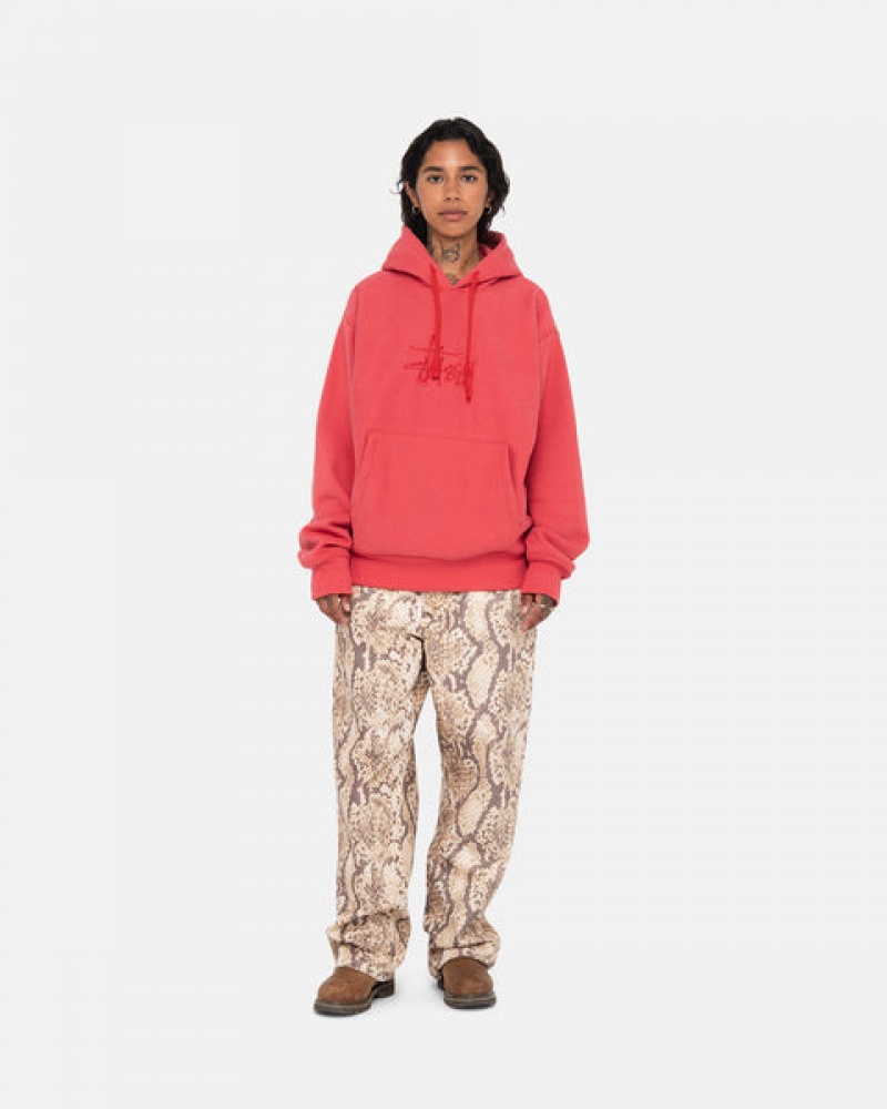 Stussy Basic Applique Hood Women Sweatshirts Red | MHZ-7088