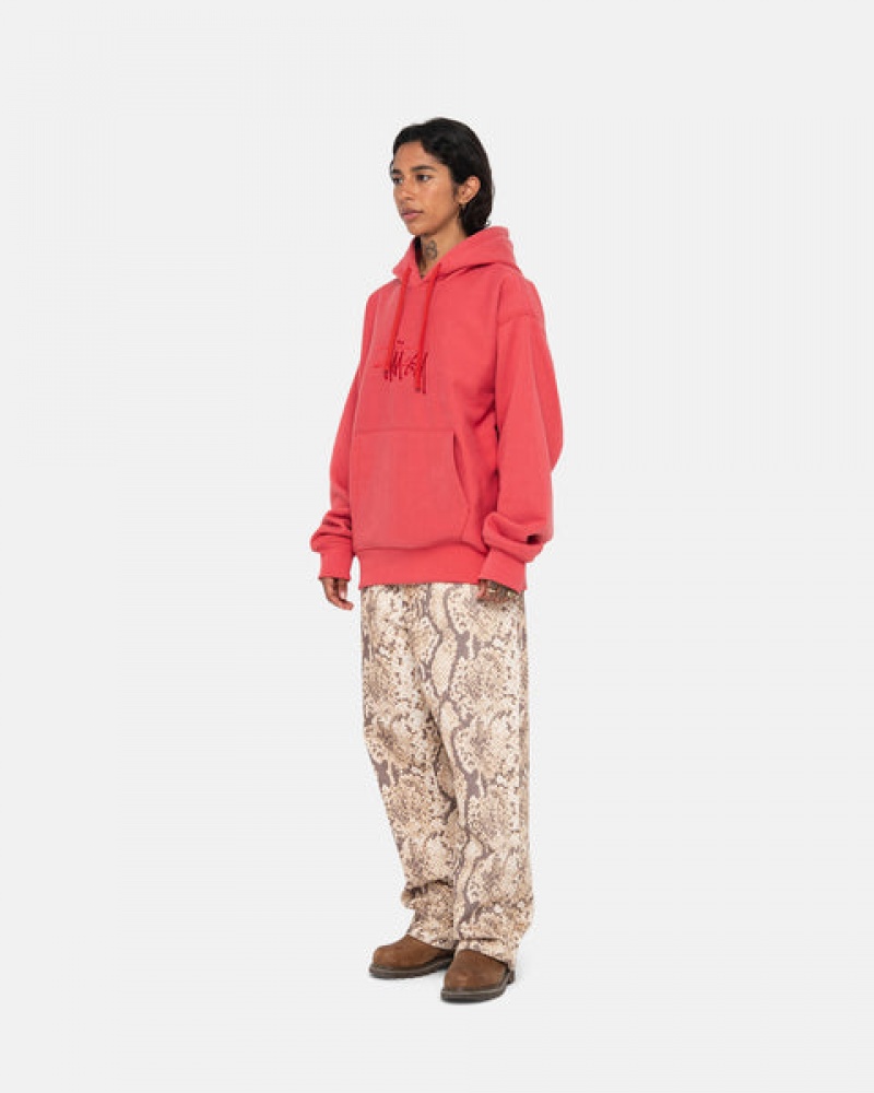 Stussy Basic Applique Hood Women Sweatshirts Red | MHZ-7088