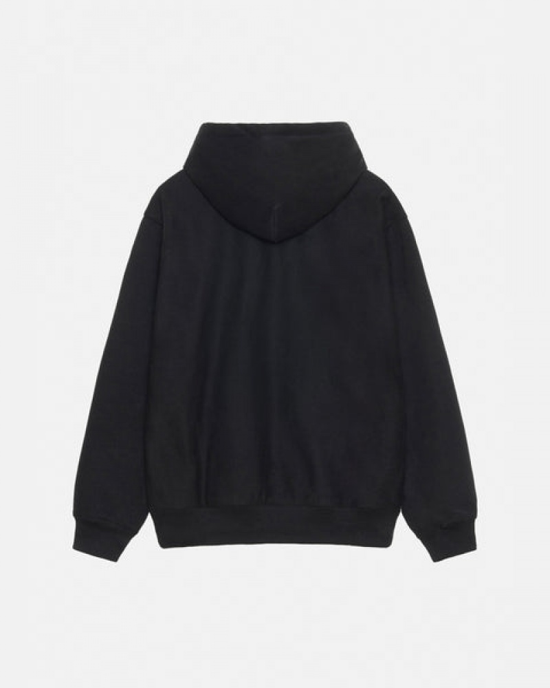 Stussy Basic Applique Hoodie Men Hoodie Black | IHY-8829