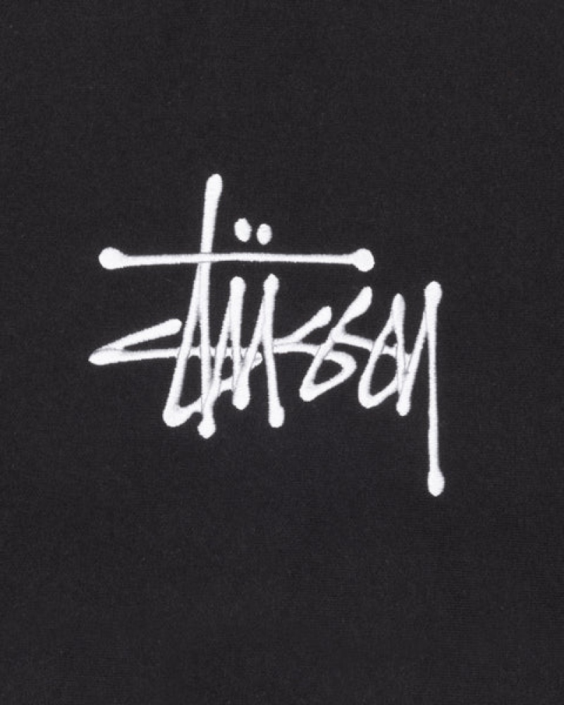 Stussy Basic Applique Hoodie Men Hoodie Black | IHY-8829