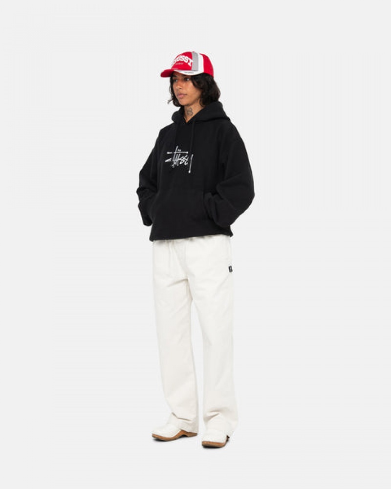 Stussy Basic Applique Hoodie Men Hoodie Black | IHY-8829