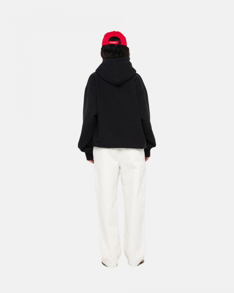 Stussy Basic Applique Hoodie Women Hoodie Black | LLK-9736