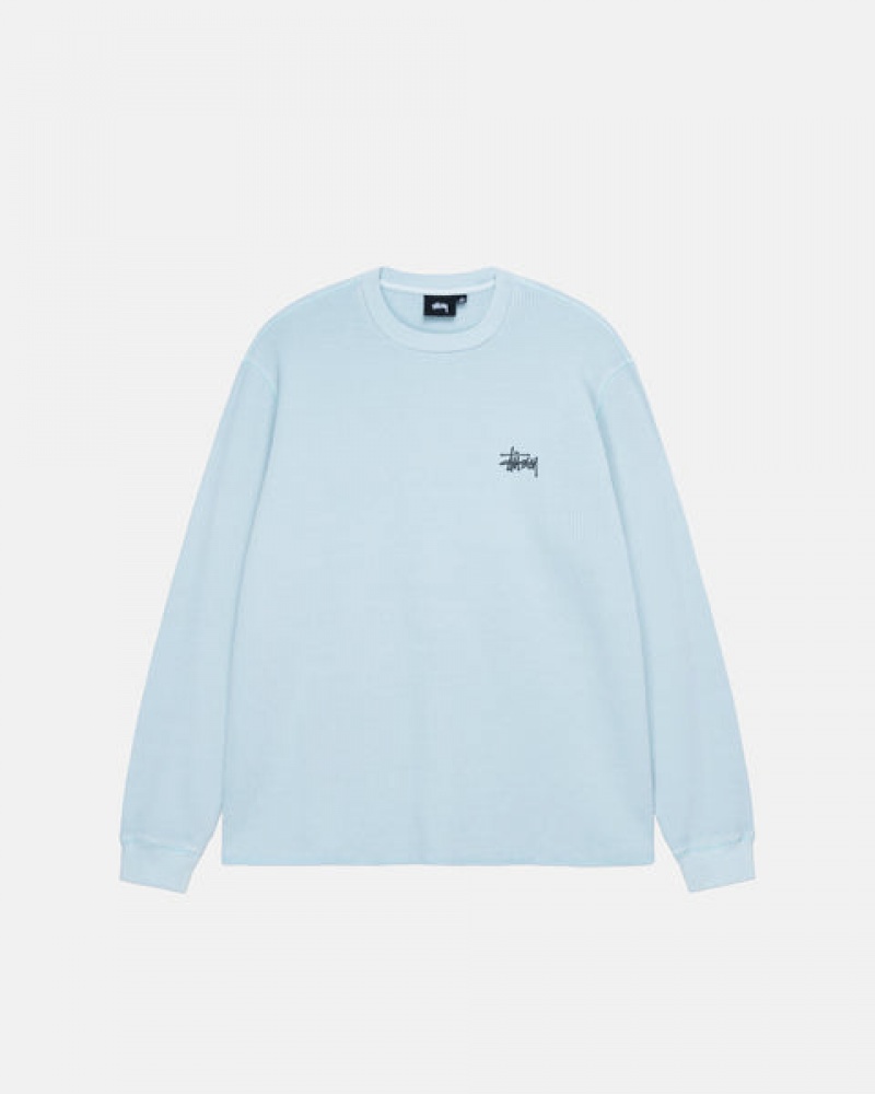 Stussy Basic Stock Ls Thermal Men Tops Light Blue | RTY-0768