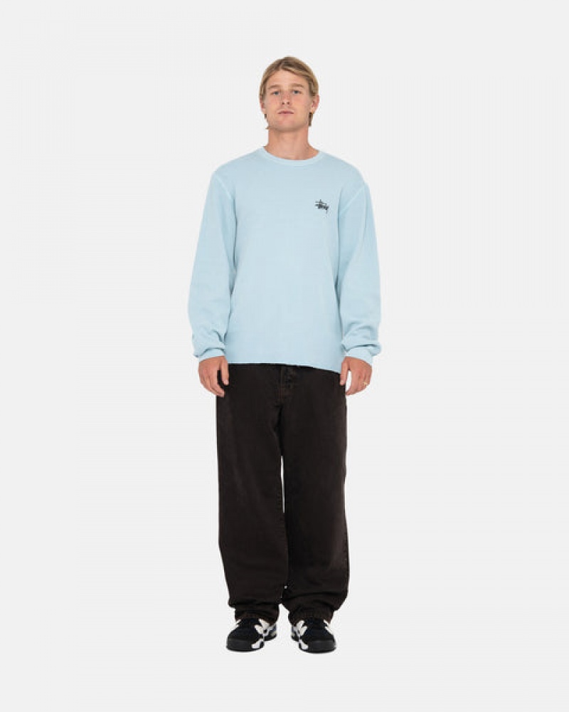 Stussy Basic Stock Ls Thermal Men Tops Light Blue | RTY-0768