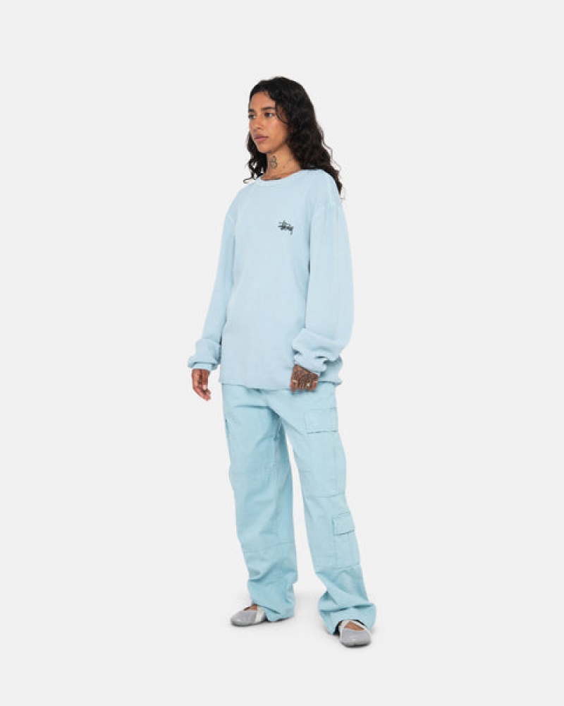 Stussy Basic Stock Ls Thermal Men Tops Light Blue | RTY-0768