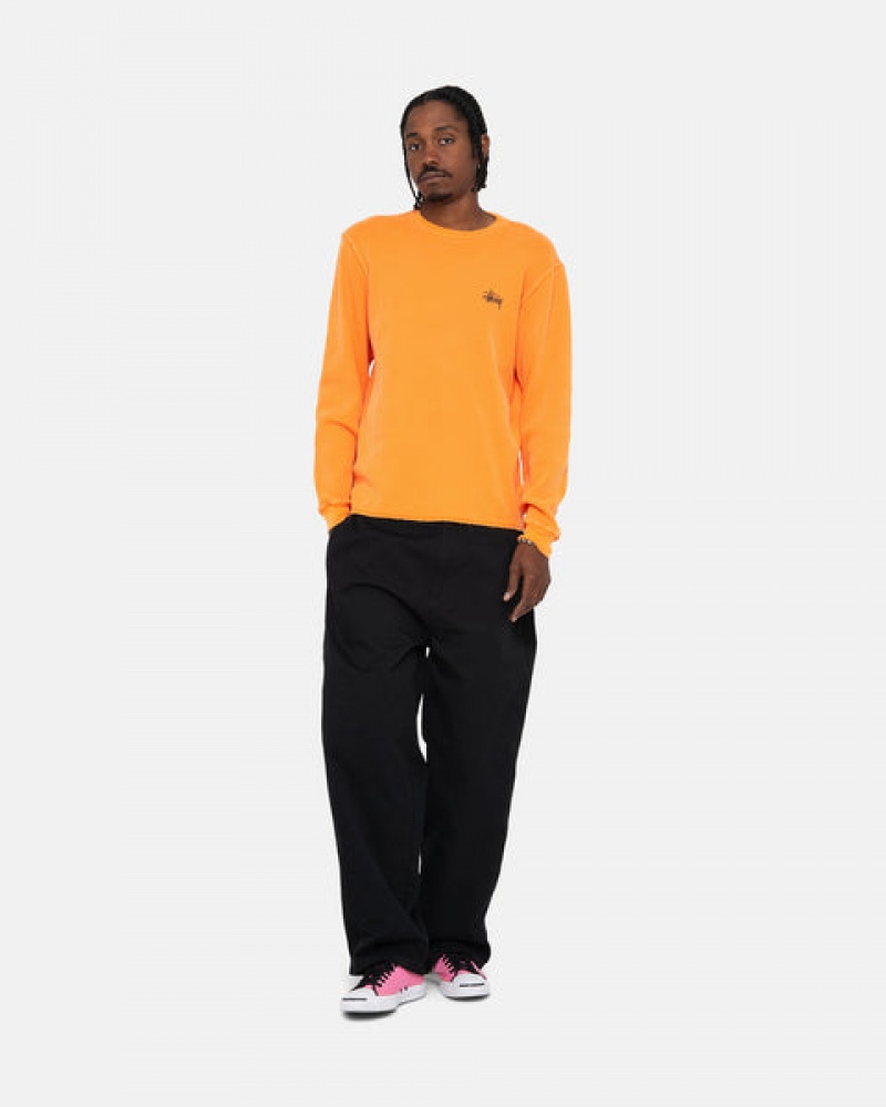 Stussy Basic Stock Ls Thermal Men Tops Orange | PHG-9274