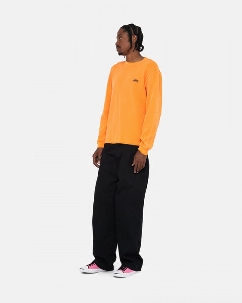 Stussy Basic Stock Ls Thermal Men Tops Orange | PHG-9274