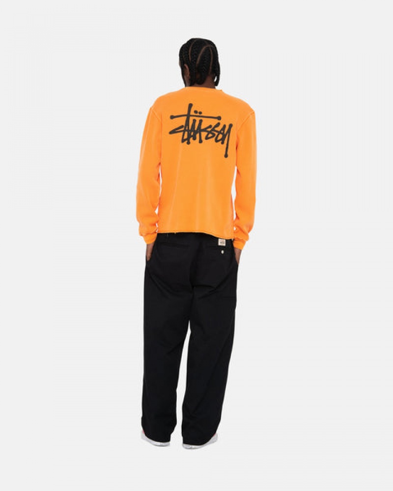 Stussy Basic Stock Ls Thermal Men Tops Orange | PHG-9274