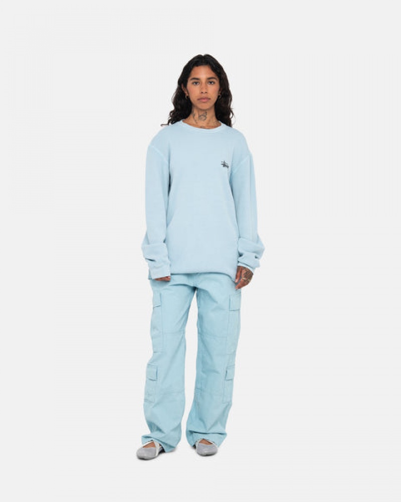 Stussy Basic Stock Ls Thermal Women Tops Light Blue | XVZ-3440