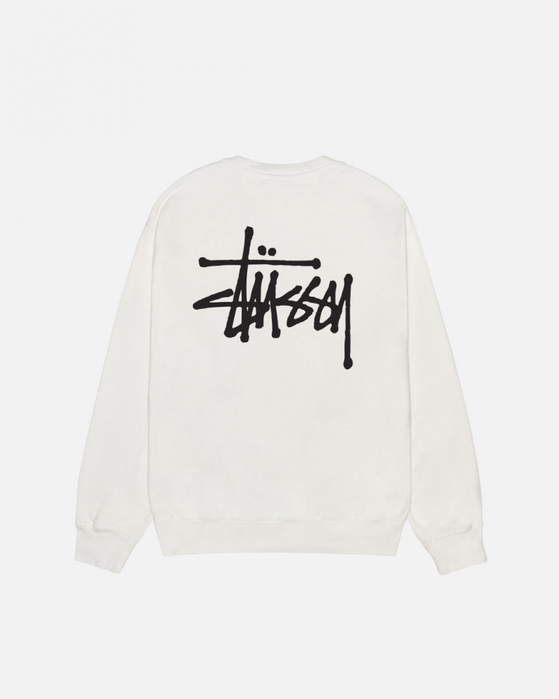 Stussy Basic Stüssy Pigment Dyed Crew Men Sweatshirts Beige | CIT-4822