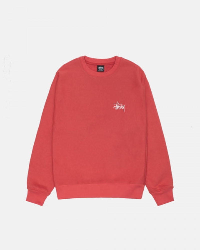 Stussy Basic Stussy Crew Men Sweatshirts Red | YWC-5424