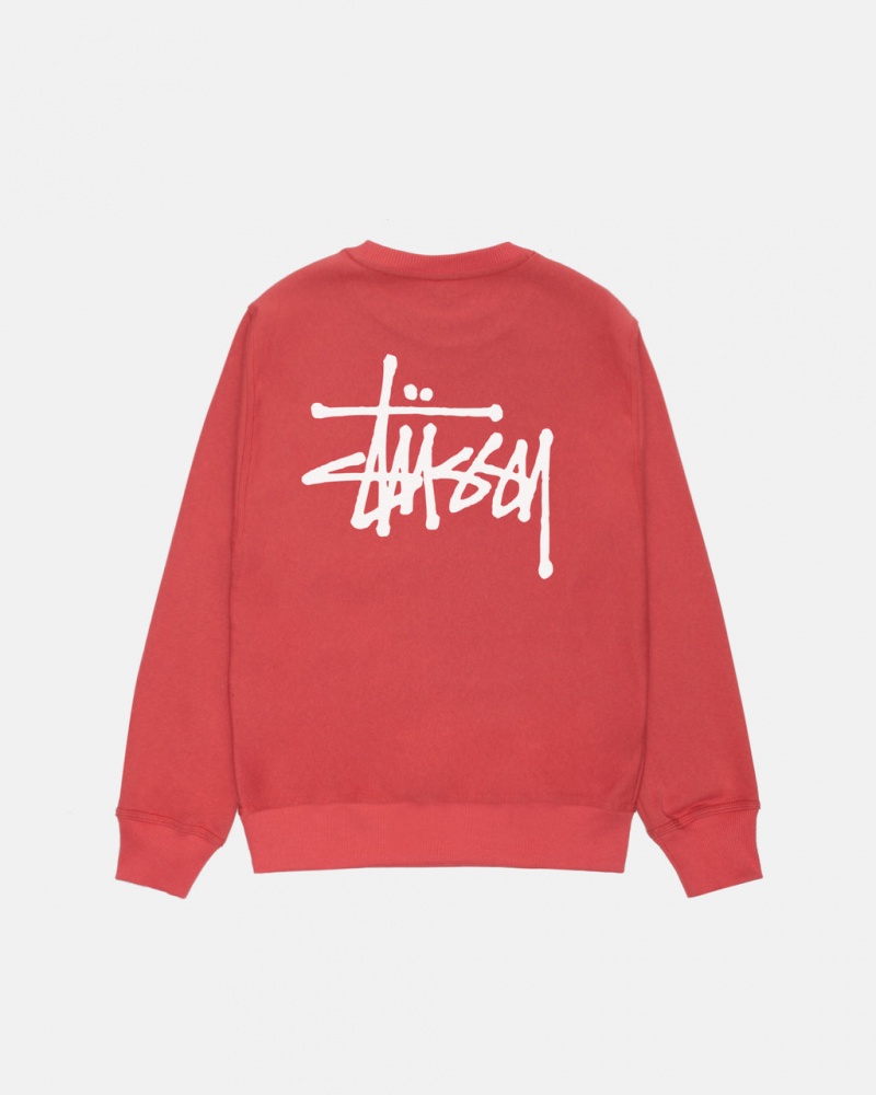 Stussy Basic Stussy Crew Men Sweatshirts Red | YWC-5424