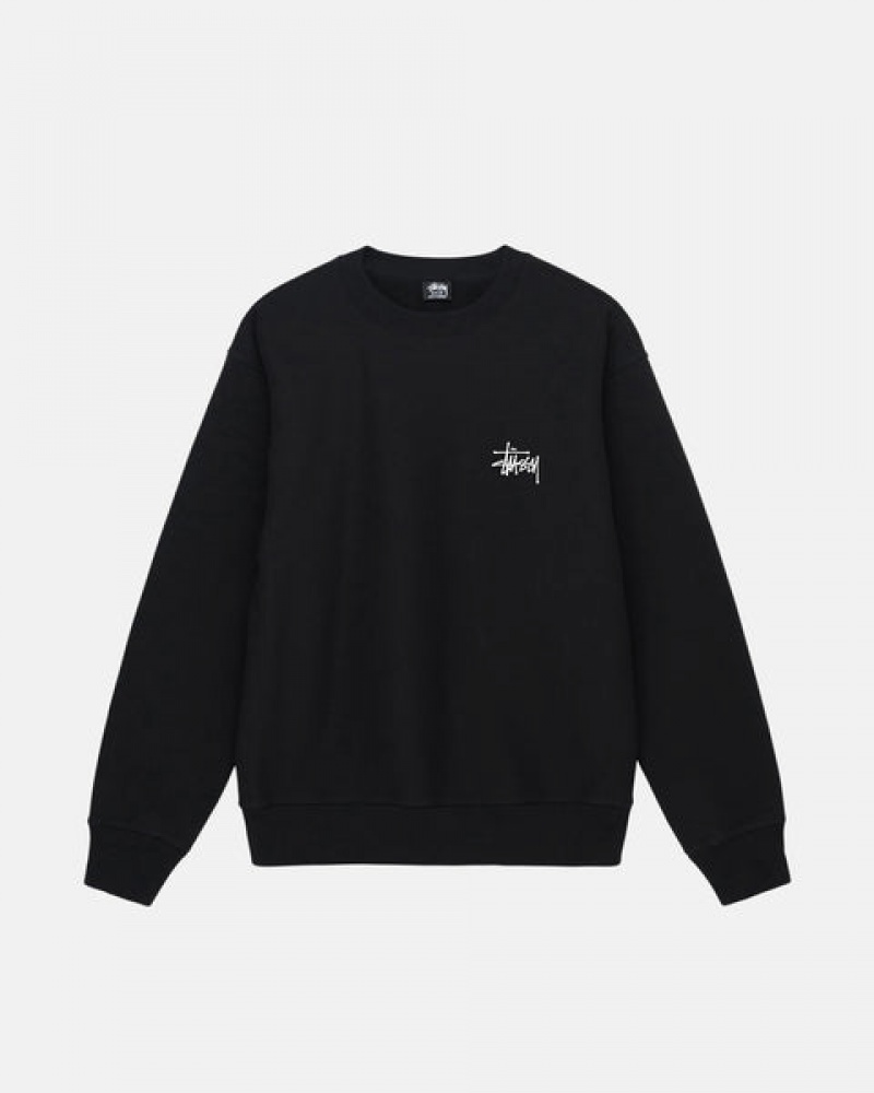 Stussy Basic Stussy Crew Men Sweatshirts Black | BNJ-7838