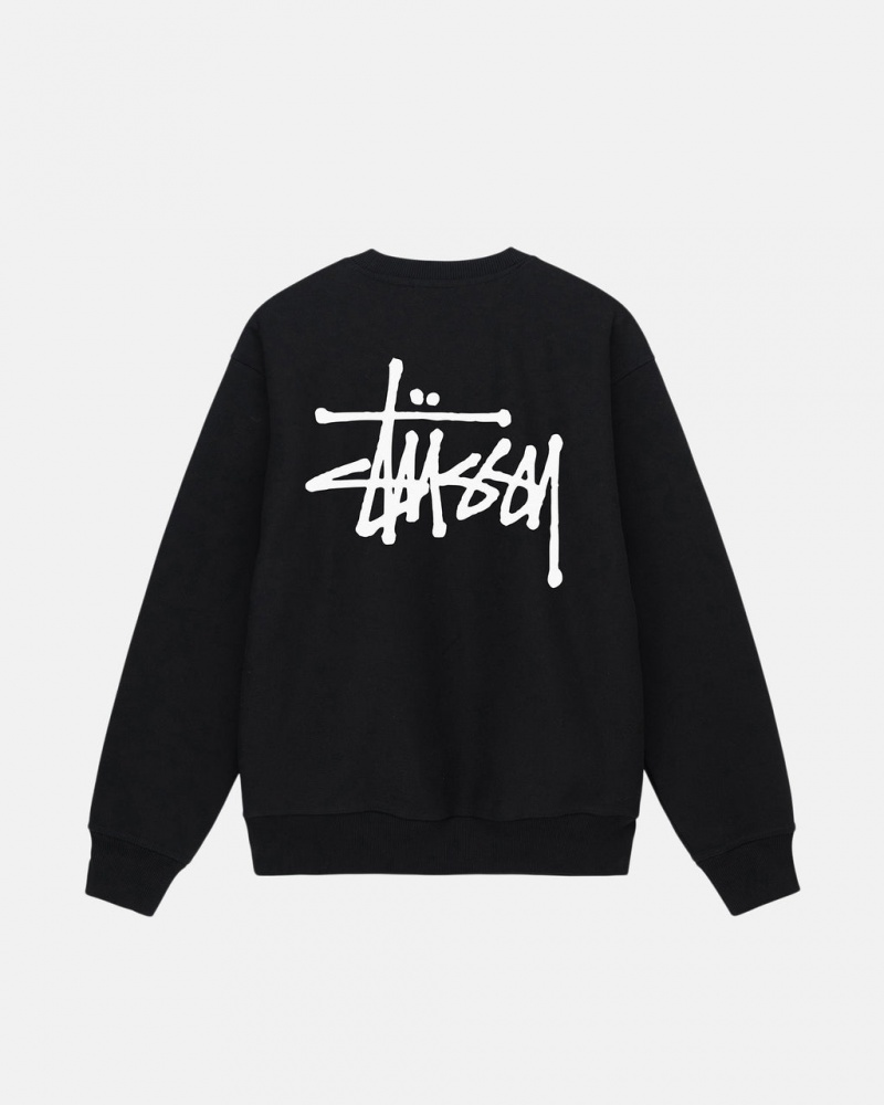 Stussy Basic Stussy Crew Men Sweatshirts Black | BNJ-7838