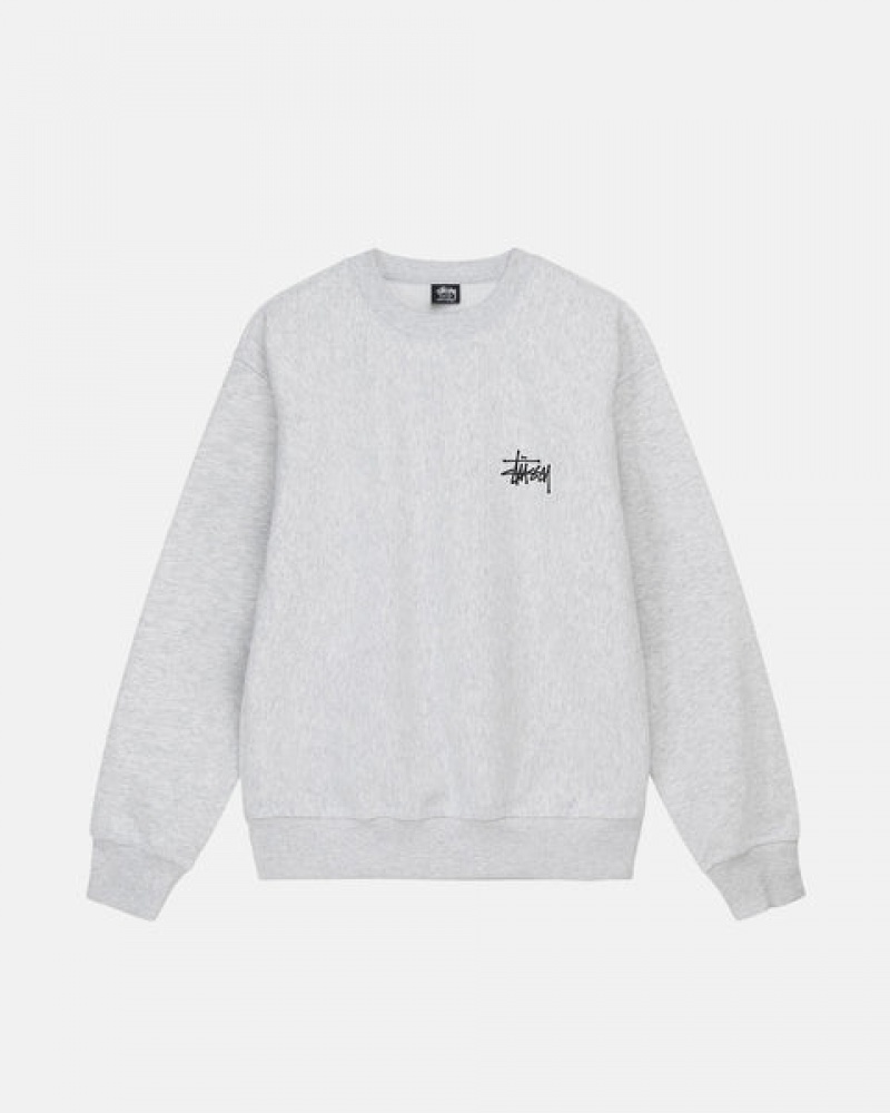 Stussy Basic Stussy Crew Men Sweatshirts Grey | QEV-3308