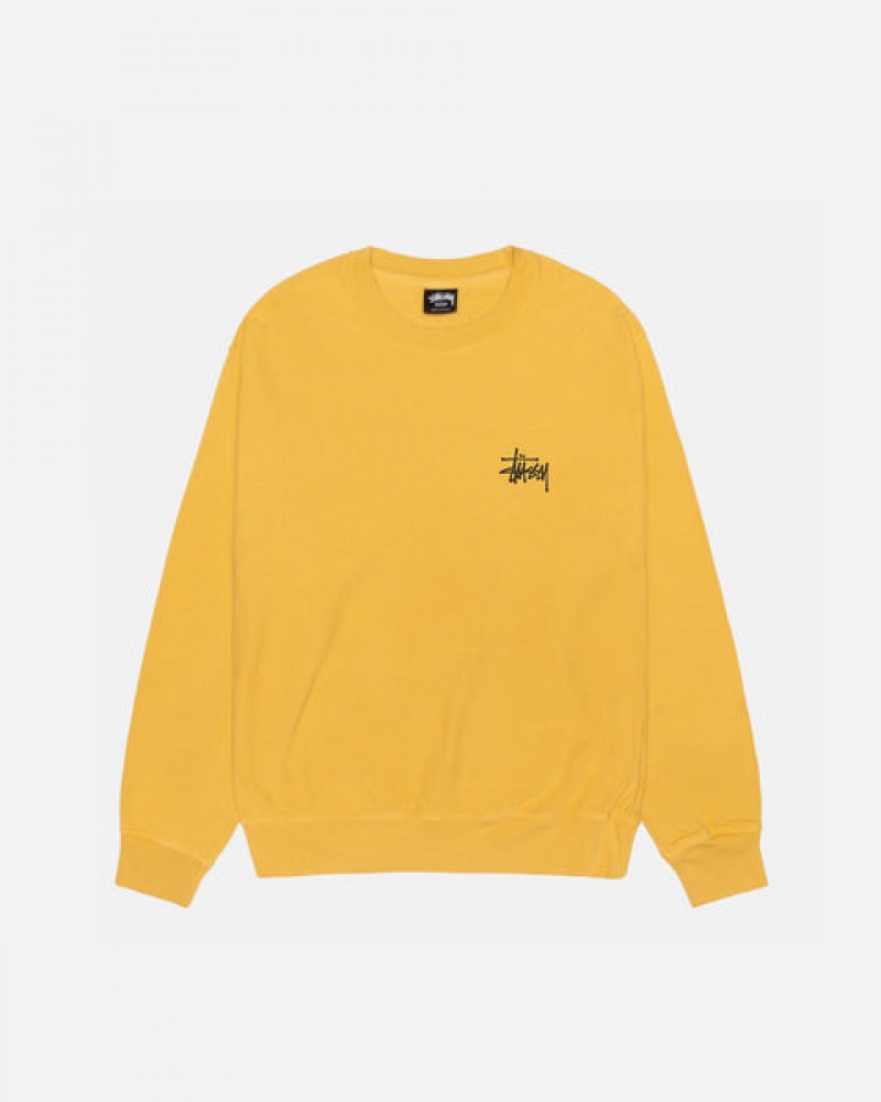 Stussy Basic Stussy Crew Pigment Dyed Men Sweatshirts Yellow | MOD-1662