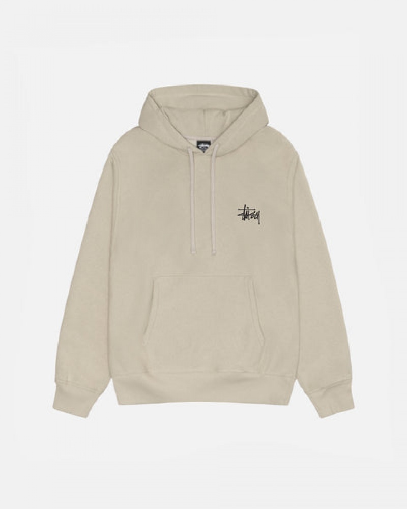 Stussy Basic Stussy Hood Men Sweatshirts Khaki | LUU-2501