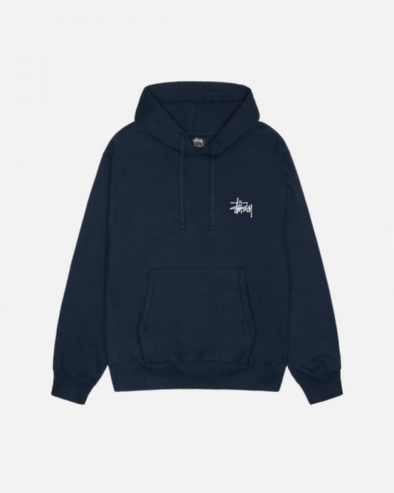 Stussy Basic Stussy Hoodie Men Hoodie Navy | YXP-5402