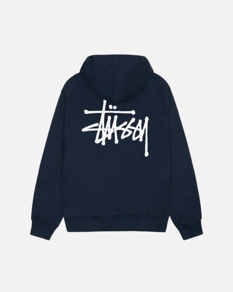 Stussy Basic Stussy Hoodie Men Hoodie Navy | YXP-5402