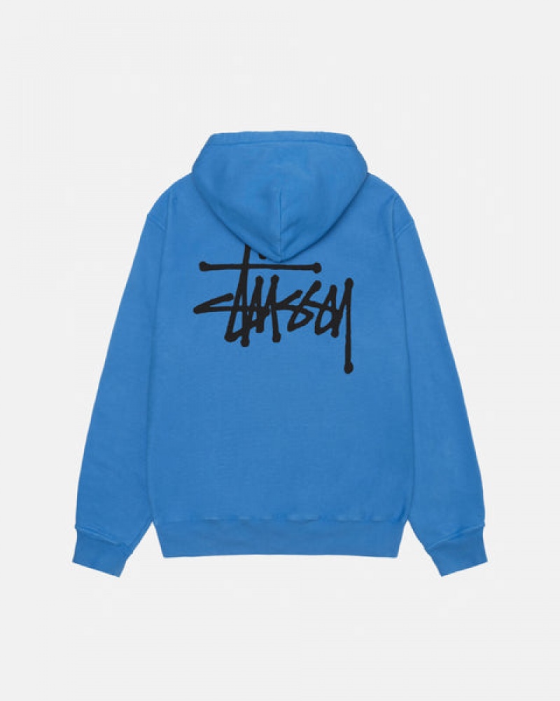 Stussy Basic Stussy Hoodie Pigment Dyed Men Hoodie Blue | TJK-3927