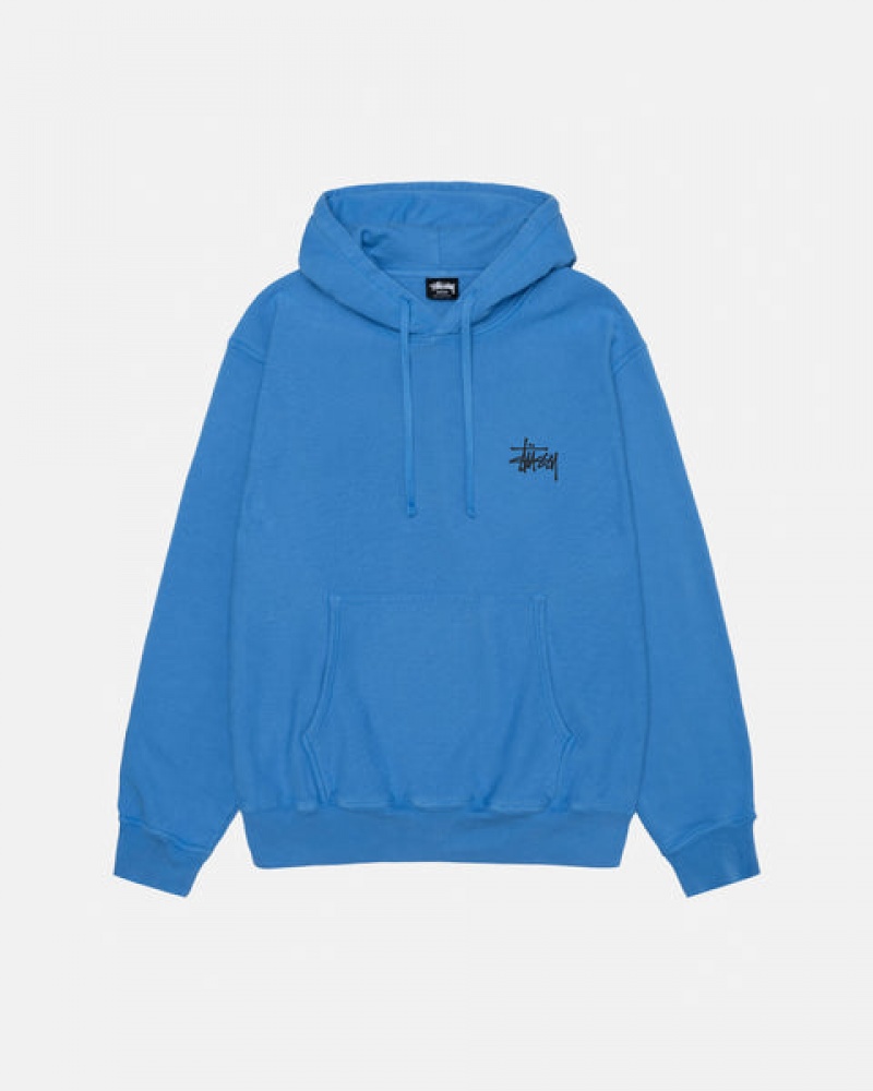 Stussy Basic Stussy Hoodie Pigment Dyed Men Hoodie Blue | TJK-3927