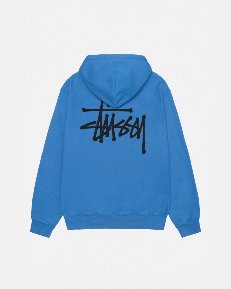 Stussy Basic Stussy Hoodie Pigment Dyed Women Hoodie Blue | BWU-2633