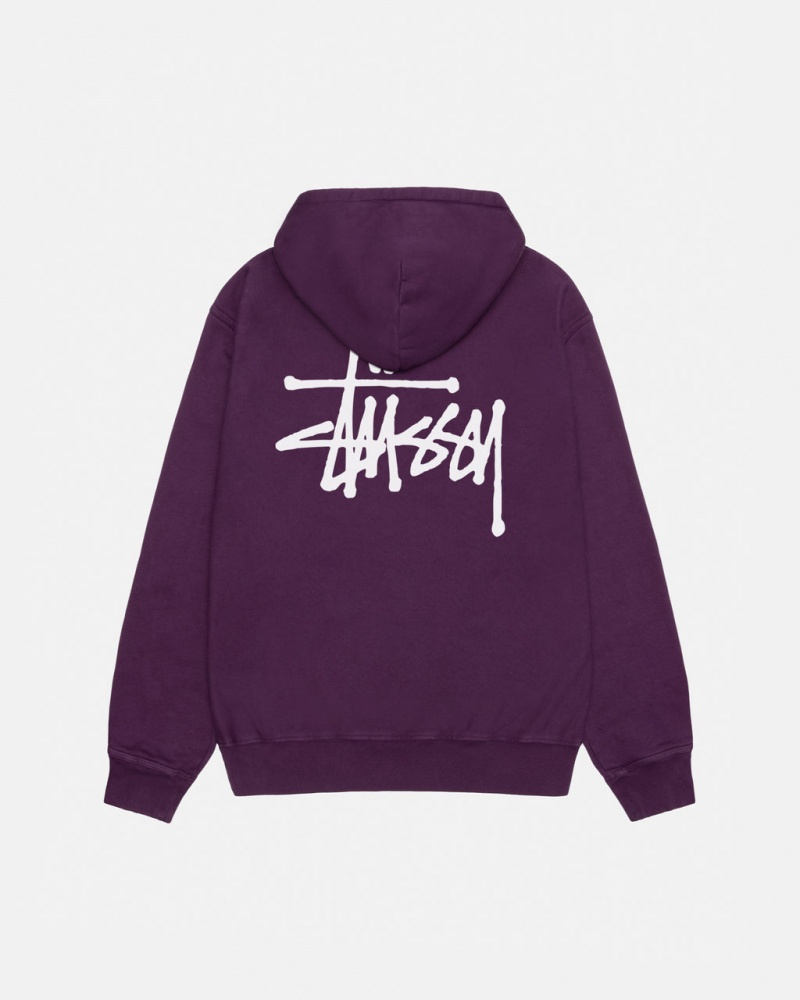 Stussy Basic Stussy Hoodie Pigment Dyed Women Hoodie Purple | HPG-4184