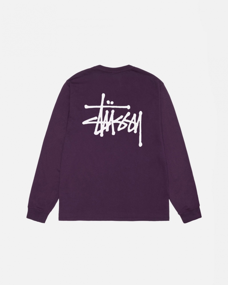 Stussy Basic Stussy LS Tee Pigment Dyed Women T Shirt Purple | NAD-2537